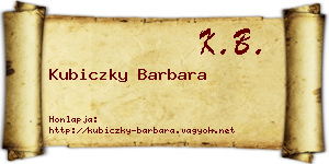 Kubiczky Barbara névjegykártya